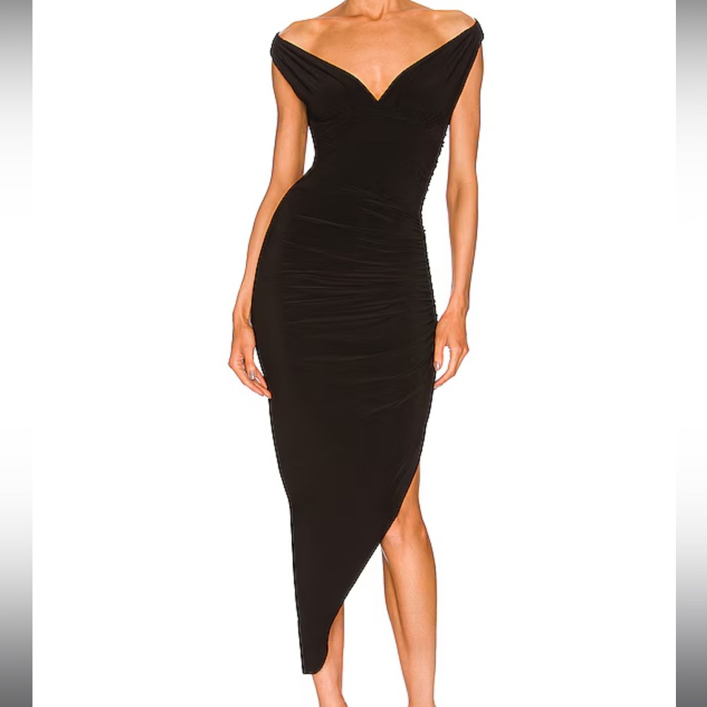 Tara Side Drape Gown in Black by Norma Kamali